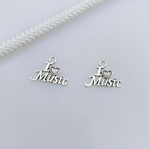 Pendentif Message en alliage de zinc, Lettre d’alphabet, Plaqué de couleur d'argent, DIY Environ Vendu par sac