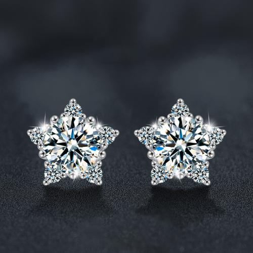 925 пробы Сережка-гвоздик, с Муассанит, Звезда, ювелирные изделия моды & Женский, Много цветов для выбора продается Пара[