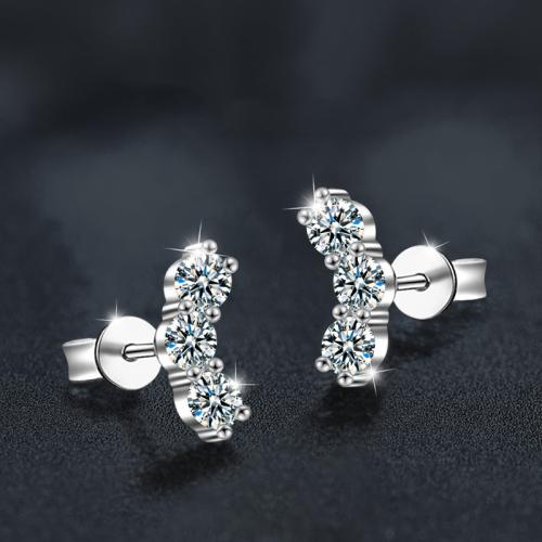 925 пробы Сережка-гвоздик, с Муассанит, ювелирные изделия моды & Женский, Много цветов для выбора, 10mm, продается Пара[