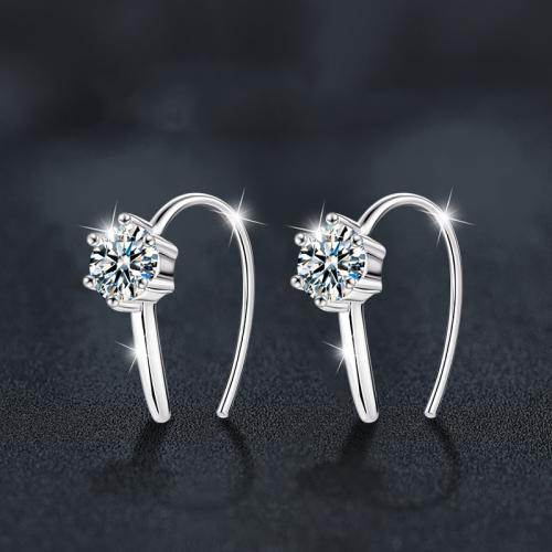 925 пробы Сережка-гвоздик, с Муассанит, Буква U, ювелирные изделия моды & Женский, Много цветов для выбора, 14.15mm, продается Пара[