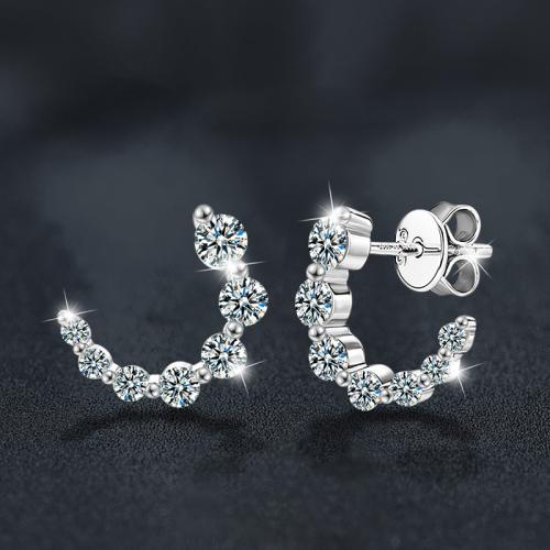 925 пробы Сережка-гвоздик, с Муассанит, Буква C, ювелирные изделия моды & Женский, Много цветов для выбора, 9mm, продается Пара[