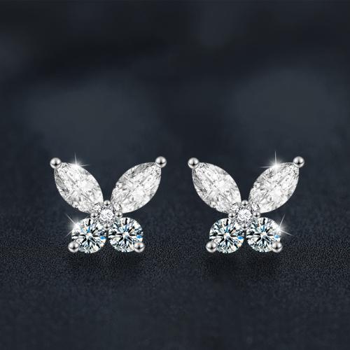 925 пробы Сережка-гвоздик, с Муассанит, бабочка, ювелирные изделия моды & Женский, Много цветов для выбора продается Пара[