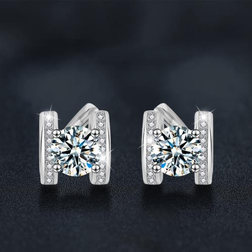 925 пробы На английском замке Хооп серьги, с Муассанит, Буква H, покрытый платиной, ювелирные изделия моды & Женский, 10.3mm, продается Пара[