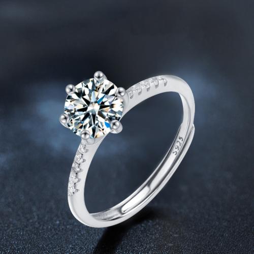 Argent sterling 925 Cuff Bague, avec Moissanite, réglable & pour femme Vendu par PC[