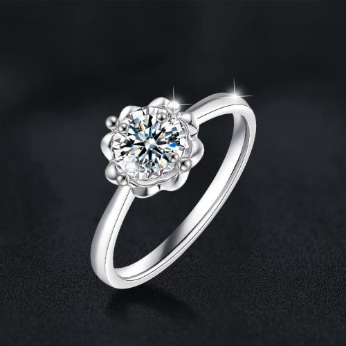 Argent sterling 925 bague, avec Moissanite, fleur, Plaqué de platine, normes différentes pour le choix & pour femme Vendu par PC[