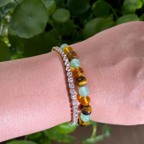 Bracelets en pierres précieuses, pierre gemme, bijoux de mode, couleurs mélangées, Vendu par PC