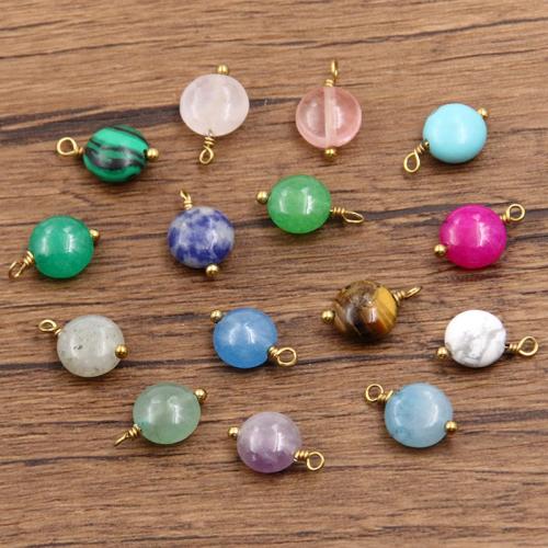 Pendentif bijoux de pierre gemme, avec Acier inoxydable 304, DIY, Couleur aléatoire Vendu par sac