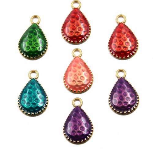 Pendentifs en acier inoxydable émail, Acier inoxydable 304, larme, Placage, DIY, plus de couleurs à choisir Vendu par sac