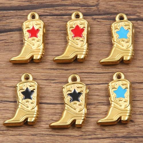 Pendentifs en acier inoxydable émail, Acier inoxydable 304, chaussures, Placage de couleur d'or, DIY, plus de couleurs à choisir Vendu par sac