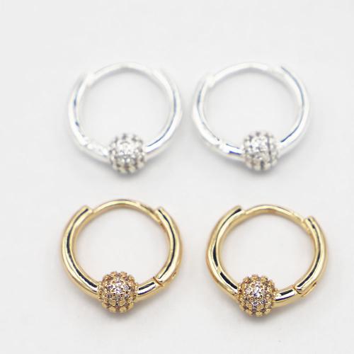 Stainless Steel Huggie Hoop Earring, 304 Stainless Steel, with Brass, plated, fashion jewelry & micro pave cubic zirconia & for woman 