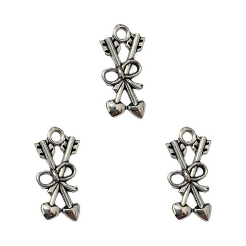 Colgantes de Aleación de Zinc en Forma de Corazón, chapado en color de plata antigua, Bricolaje, 9x19mm, aproximado 100PCs/Bolsa, Vendido por Bolsa