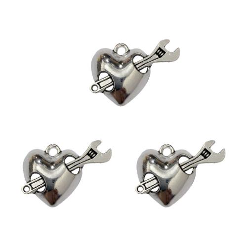 Colgantes de Aleación de Zinc en Forma de Corazón, chapado en color de plata antigua, Bricolaje, 30x22mm, aproximado 100PCs/Bolsa, Vendido por Bolsa