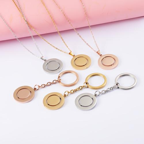 Conjuntos de joyería de acero inoxidable, acero inoxidable 304, llavero & collar, Recubrimiento iónico al vacío, diferentes estilos para la opción & para mujer, más colores para la opción, Vendido por UD