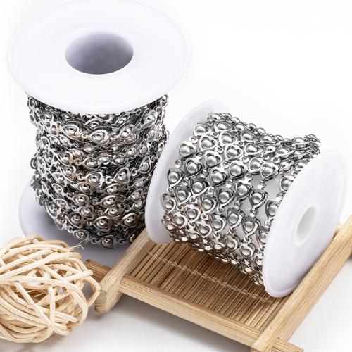 Stainless Steel Chain Jewelry, 304 Stainless Steel, Heart, silver color plated, DIY 