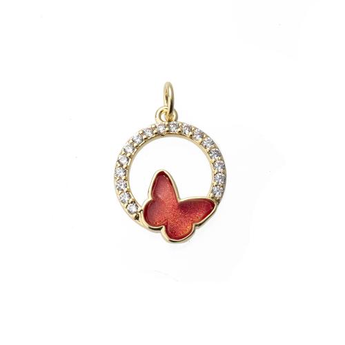 Cubic Zirconia Micro Pave Brass Pendant, Butterfly, plated, DIY & micro pave cubic zirconia 