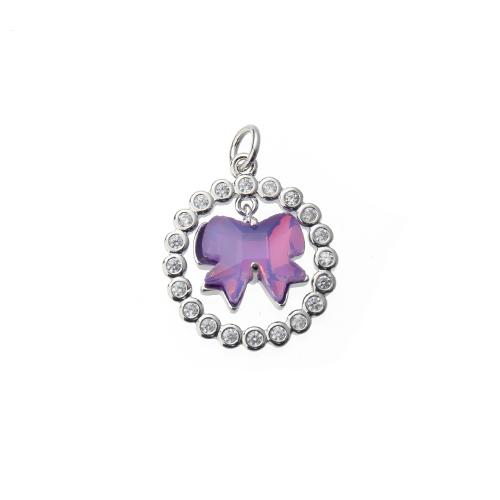 Cubic Zirconia Micro Pave Brass Pendant, Butterfly, plated, DIY & micro pave cubic zirconia 