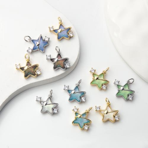 Cubic Zirconia Micro Pave Brass Pendant, Star, plated, DIY & micro pave cubic zirconia 