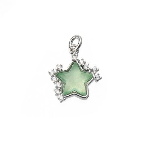 Cubic Zirconia Micro Pave Brass Pendant, Star, plated, DIY & micro pave cubic zirconia 