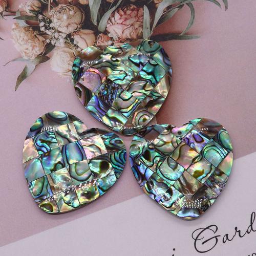 Abalone Shell Pendants, Heart, DIY, green 