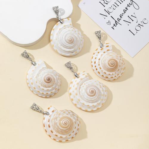 Trompette Shell pendentif en laiton, coquille, avec laiton, conque, DIY, About：43-50*50-58mm, Vendu par PC