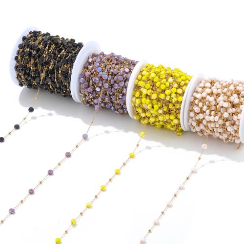 Chaîne de perles de pierre gemme, Acier inoxydable 304, avec cristal, Placage, DIY, plus de couleurs à choisir Vendu par sac