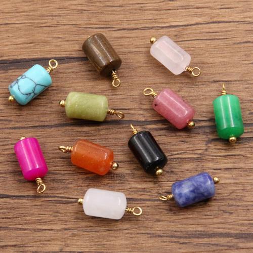 Pendentif bijoux de pierre gemme, avec Acier inoxydable 304, DIY, Couleur aléatoire Vendu par sac[