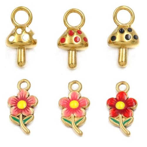 Pendentifs en acier inoxydable émail, Acier inoxydable 304, Placage de couleur d'or, DIY & modèles différents pour le choix, plus de couleurs à choisir Vendu par sac
