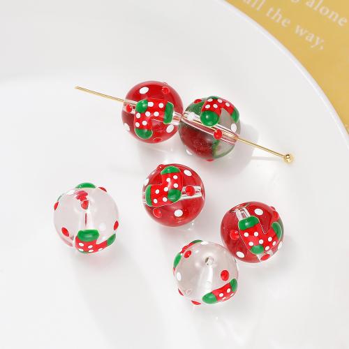 Christmas Lampwork Beads, Round, DIY 