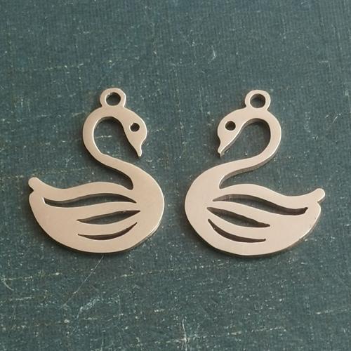Pendentifs d'animaux en acier inoxydable , Acier inoxydable 304, cygne, Placage, DIY, plus de couleurs à choisir Vendu par sac