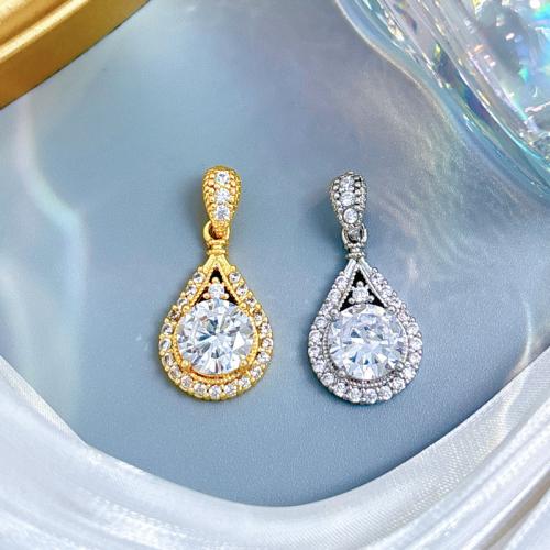 Cubic Zirconia Micro Pave Brass Pendant, Teardrop, plated, DIY & micro pave cubic zirconia & hollow 