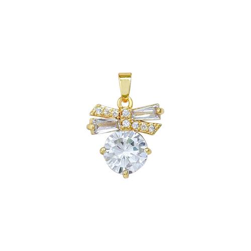 Cubic Zirconia Micro Pave Brass Pendant, real gold plated, DIY & micro pave cubic zirconia 