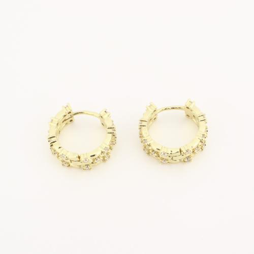 Cubic Zirconia Micro Pave Brass Earring, fashion jewelry & micro pave cubic zirconia & for woman, golden 