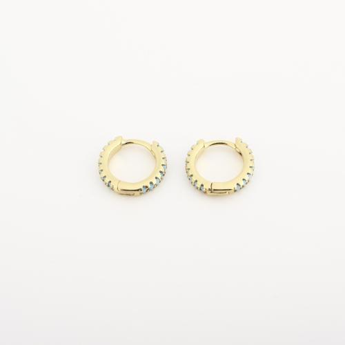 Cubic Zirconia Micro Pave Brass Earring, fashion jewelry & micro pave cubic zirconia & for woman, golden 