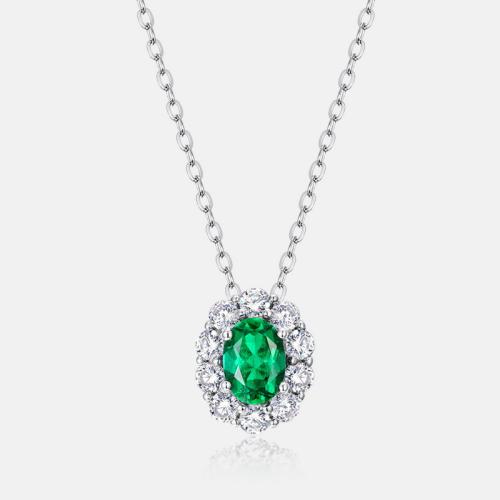 Argent sterling 925 collier, Plaqué de platine, différents matériaux pour le choix & pour femme & avec strass Environ 17.7 pouce, Vendu par PC
