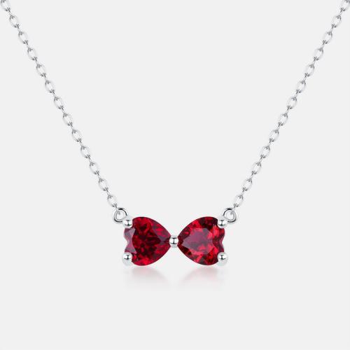 Argent sterling 925 collier, avec 2inch chaînes de rallonge, Noeud papillon, Plaqué de platine, Chaîne transversale & pour femme Environ 15.7 pouce, Vendu par PC