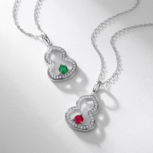 Argent sterling 925 collier, avec 2inch chaînes de rallonge, calebasse, Plaqué de platine, Chaîne transversale & différents matériaux pour le choix & pour femme & avec strass Environ 15.7 pouce, Vendu par PC