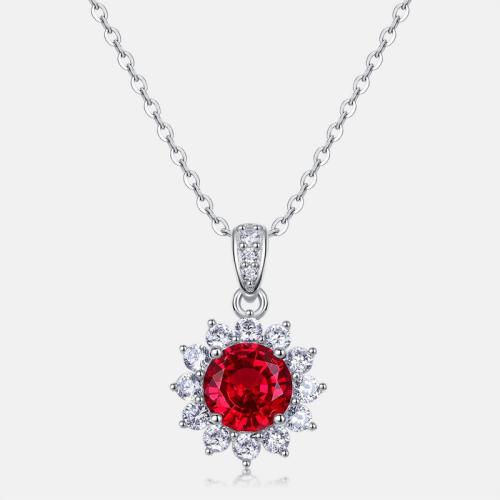 Argent sterling 925 collier, avec 2inch chaînes de rallonge, fleur, Plaqué de platine, Chaîne transversale & différents matériaux pour le choix & pour femme & avec strass Environ 15.7 pouce, Vendu par PC