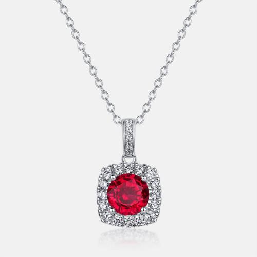 Argent sterling 925 collier, avec 2inch chaînes de rallonge, cadre, Plaqué de platine, Chaîne transversale & différents matériaux pour le choix & pour femme & avec strass Environ 15.7 pouce, Vendu par PC