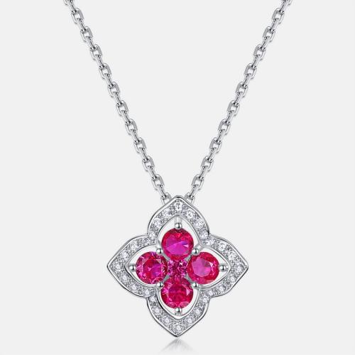 Argent sterling 925 collier, avec 2inch chaînes de rallonge, Trèfle à quatre feuilles, Chaîne transversale & différents matériaux pour le choix & pour femme & avec strass Environ 15.7 pouce, Vendu par PC