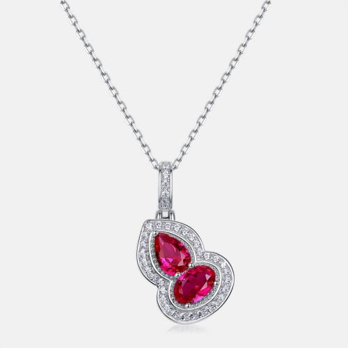 Argent sterling 925 collier, avec 2inch chaînes de rallonge, calebasse, Plaqué de platine, Chaîne transversale & styles différents pour le choix & pour femme & avec strass Environ 15.7 pouce, Vendu par PC