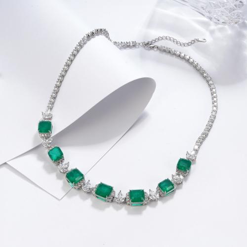 Argent sterling 925 collier, avec 2inch chaînes de rallonge, Plaqué de platine, différents matériaux pour le choix & pour femme & avec strass Environ 15.7 pouce, Vendu par PC