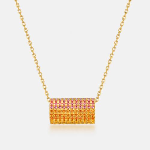 Zircon cubique Micro Pave collier en argent sterling, Argent sterling 925, tube rond, Placage de couleur d'or, styles différents pour le choix & pavé de micro zircon & pour femme, Vendu par PC
