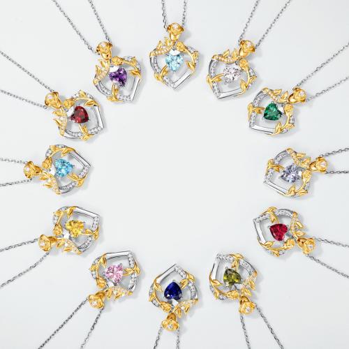 Zircon Micro Pave pendentif en argent sterling, Argent sterling 925, coeur, styles différents pour le choix & pavé de micro zircon & pour femme & avec strass, plus de couleurs à choisir, Vendu par PC