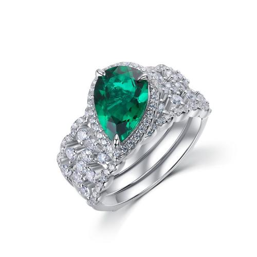 925 Sterling Silver Finger Ring, platinum plated, multilayer  & micro pave cubic zirconia & for woman, US Ring 