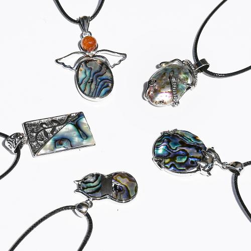 Abalone Shell Pendants, with Zinc Alloy & DIY 