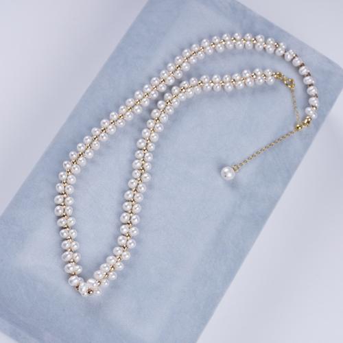 Collar de Perlas Natural de Freshwater, Perlas cultivadas de agua dulce, Esférico, Bricolaje, Blanco, longitud:40 cm, Vendido por UD[