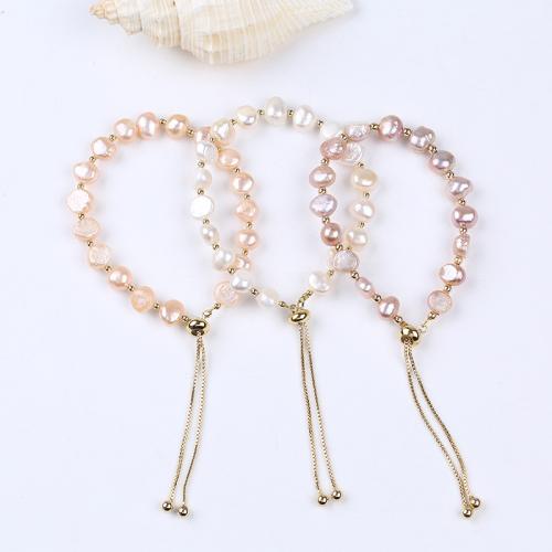 Bracelets de perles, perle d'eau douce cultivée, avec alliage de zinc, baroque, Placage de couleur d'or, DIY, plus de couleurs à choisir, Vendu par PC[