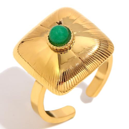Anillos de Acero Inoxidable, acero inoxidable 304, con Piedra preciosa sintética, 18K chapado en oro, Joyería & para mujer, Vendido por UD