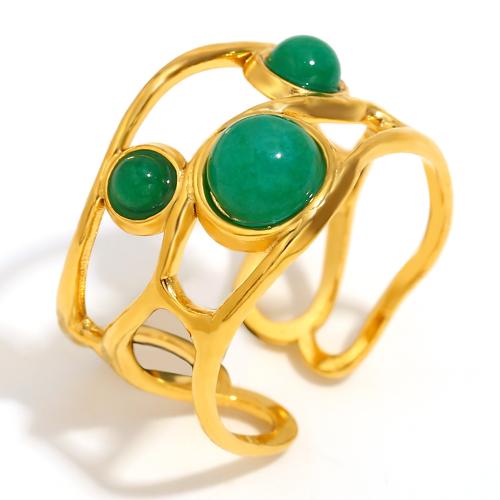 Anillos de Acero Inoxidable, acero inoxidable 304, con Piedra preciosa sintética, 18K chapado en oro, Joyería & para mujer & hueco, más colores para la opción, Vendido por UD