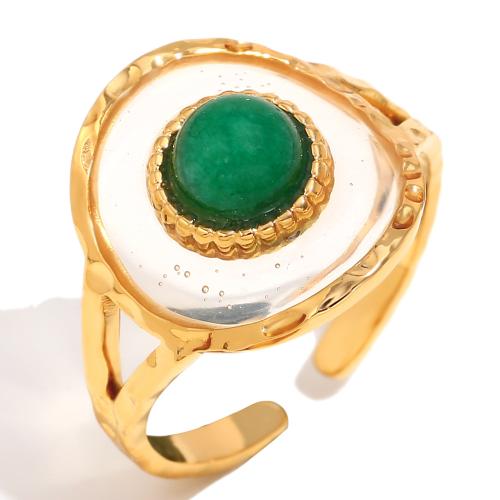Anillos de Acero Inoxidable, acero inoxidable 304, con Piedra preciosa sintética & Acrílico, 18K chapado en oro, Joyería & para mujer & hueco, Vendido por UD